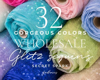 50% Wholesale Sequin Fabric, 3mm Glitter Sequins Mesh Fabric Roll From 25 Yards | Glitz