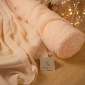 Creamy Peach Soft Chiffon, Matte Quality Chiffon By the Yard, High Quality Chiffon with Good Drape, Lightweight Chiffon for Dresses | Aura