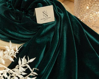 Bottle Green Stretch Velvet Fabric – Deep Classic 4-Way Velour for Jackets, Renaissance Fashion, Drapes, Capes and Upholstery Use | Rich