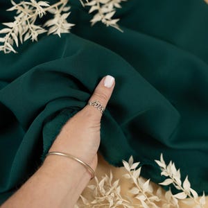 Bottle Green Crepe Stretch Fabric for Dresses, Pants, and Interior Decor, Heavy Twill Material for Tailoring, Drapes, and Cushions | Grace