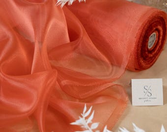Burnt Orange Sparkle Crystal Sheer Organza Fabric, Shiny Crystal Organza Wholesale Fabric for Dress, Skirt, Crafts and Event Decor | Glimmer