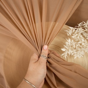 Dark Tan Mirage Power Mesh - Power Mesh Fabric Skin Tones, 4-Way Stretch Nylon Mesh Fabric for Dance or Figure Skating Costume Insets