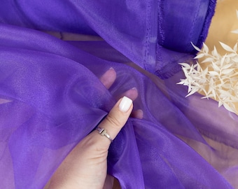 Royal Purple Crystal Organza Fabric by the Yard & Wholesale Bolt, Bright Purple Shiny Organza Material for Dresses and Decorations | Glimmer