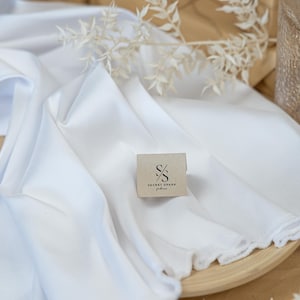 White Matte Mikado Stretch Satin, Royal Mikado Stiff Satin Rich Twill Texture, Dense Quality Satin For Bridal Dresses, Suits, Decor