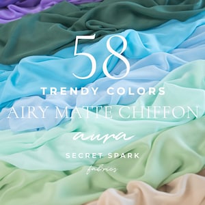 58 colori di chiffon morbido e opaco tagliato su misura, tessuto di chiffon per abiti da sposa, vestaglie, decorazioni, tovaglie, chiffon multicolore per cucire / Aura