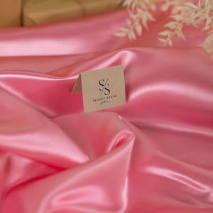 Sweetheart Pink Satin Fabric, Glossy Non-Stretch Satin for Bridesmaid and Girls Dresses, Quinceañeras, Table Linens, DIY Projects | Amore