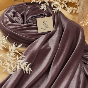 Deep Mauve Taupe Stretch Velvet Material – Premium 4-Way Soft Velour Fabric for Dresses, Upholstery, Crafts, Costumes and Decor | Rich