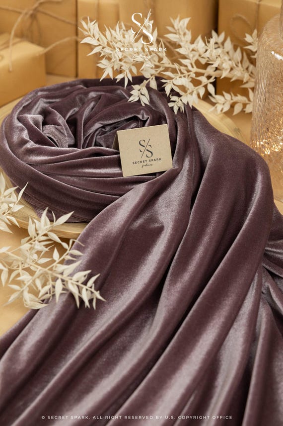 Deep Mauve Taupe Stretch Velvet Material – Premium 4-Way Soft Velour Fabric for Dresses, Upholstery, Crafts, Costumes and Decor | Rich