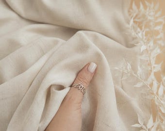 140 GSM Natural Linen Rayon, Lightweight Washed Linen Blend by the Yard, Soft Flax Beige Woven Material for Shirts, Dresses, Curtains | DUNE