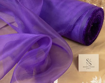 Ultra Violet Crystal Sheer Organza Fabric by the Yard, See Through Shiny Fabric for Wedding Gowns, Apparel and Decor | Glimmer
