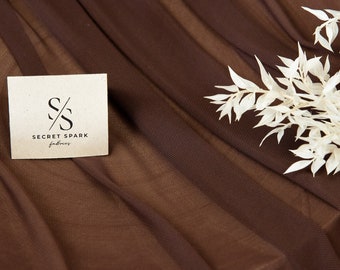Chocolate Brown Mirage Power Mesh - High-Quality, 4-way Stretch Mesh, Power Mesh Fabric Skin Tones for Underwear, Stockings, Dance, Corsets