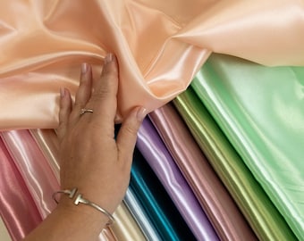 NEW! Elegant Satin Fabric by the yard for Dresses, Gowns, Lining & Costumes - Sturdy Bridal Satin for Slips, Decor, Theater clothes | Amore