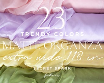 118in/3m Soft Matte Organza Fabric by the Yard, Extra Wide 118in Organza for Wedding Gown, Bridesmaid Dresses, Tablecloth, Decor | Serenity