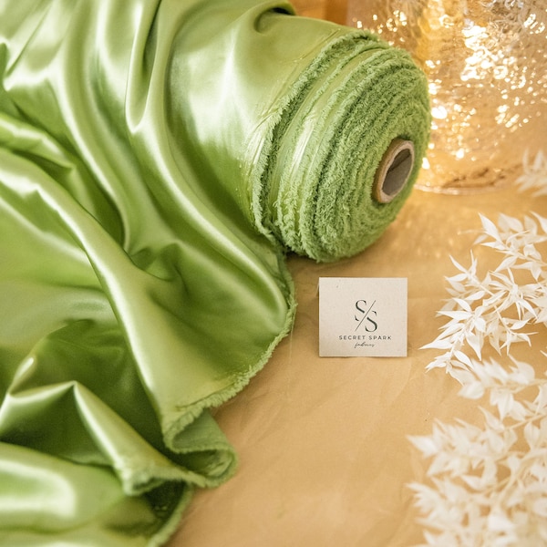 Moss Green Soft Silky Satin Charmeuse Fabric 1 Way Stretch, Little Noble Shine for Women’s Slips, Crafts, Ties, Handkerchiefs DIY | Iconic