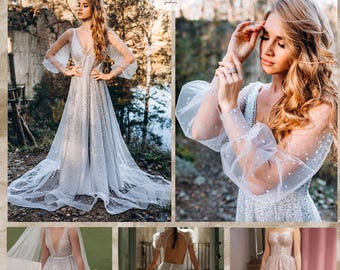 slim fit dress slacks A-Line Detachable Off-Shoulder Empire Glitter Tulle Wedding Dress