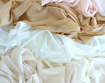 38 colors Power Mesh Fabric by the Yard, 4 Way Stretch Nylon & Spandex Power Mesh Material for Swimwear, Dance Wear, Dress Lining | Mirage