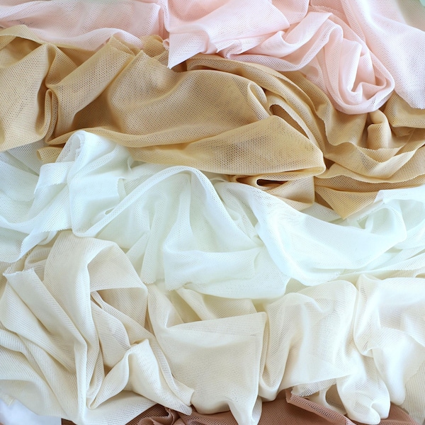 38 colors Power Mesh Fabric by the Yard, 4 Way Stretch Nylon & Spandex Power Mesh Material for Swimwear, Dance Wear, Dress Lining | Mirage