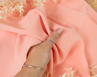 Coral Essence Crepe Stretch Fabric for Elegant Dresses, Home Accents, Heavy Twill Material for Draping, Tailoring, Interior Projects | Grace