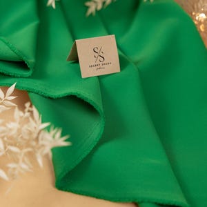 Spring Green Crepe Stretch Fabric for Fresh Dresses & Home Decor, Heavy Twill Material for Tailoring, Cushions, Draped Projects | Grace