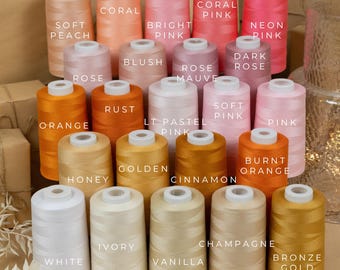 White Ivory Vanilla Sewing Thread 6000 yards, Rose Spun Thread, Pink 100% Polyester Thread Cone, Blush Apparel Sewing Threads, Rust Thread