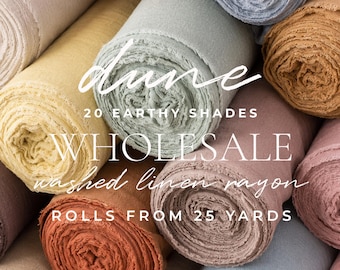 50% Wholesale Washed Linen Fabric, B2B Linen Rayon by Roll, Bulk Lightweight Linen From 25 Yards | Dune
