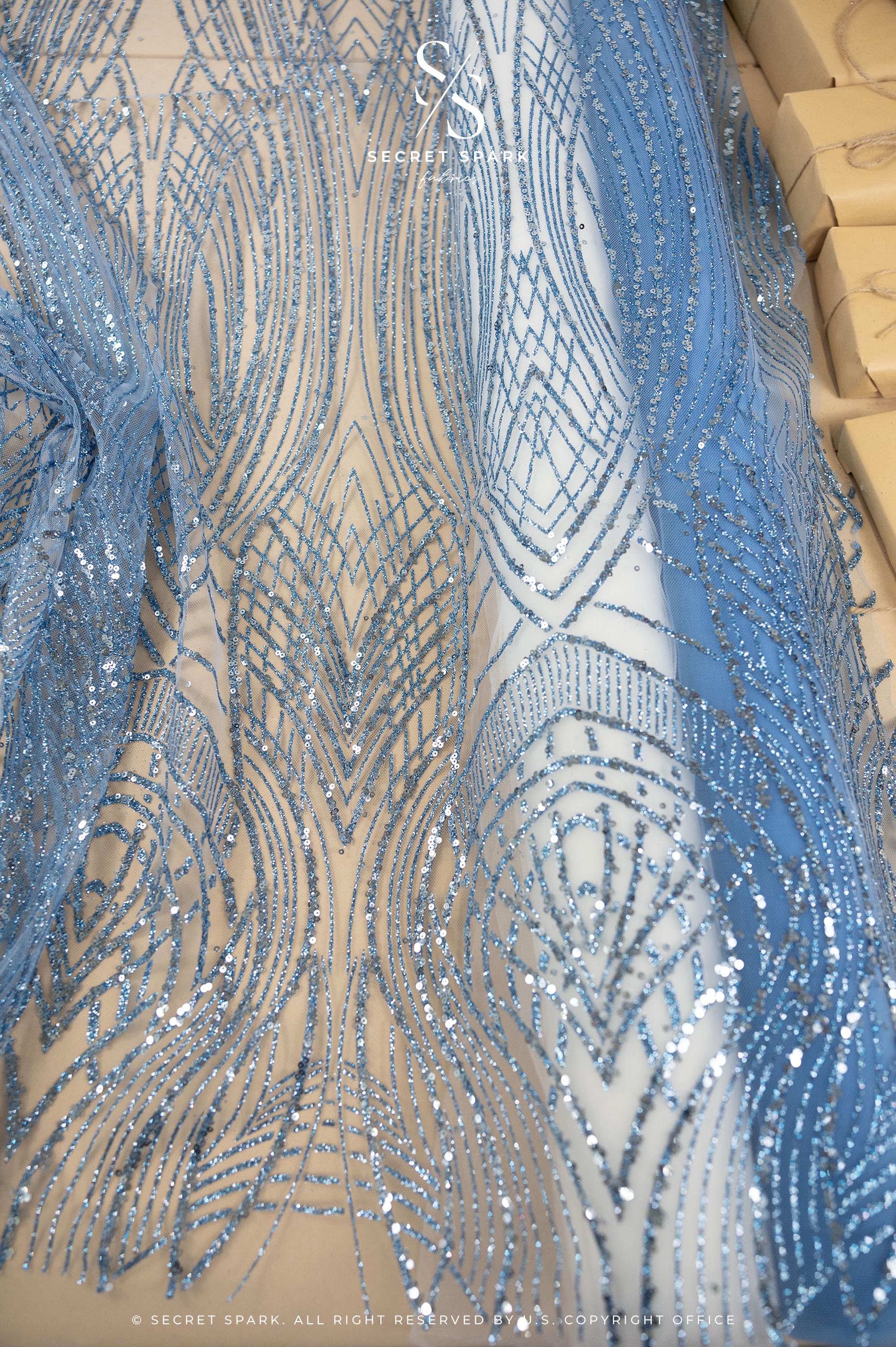 Pastel Blue Decoir Glitter Tulle by the Yard – Art Deco Glitter Mesh ...