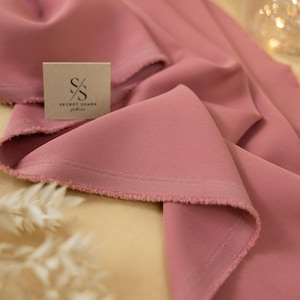 Mauve Rose Crepe Stretch Fabric for Formal Dresses, Tailored Pants, and Blazers, Soft Draping Heavy Crepe for Sewing and Design | Grace