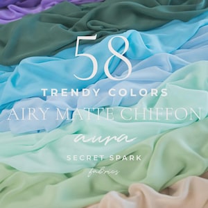 58 colors Soft & Matte Chiffon By the Yard, Chiffon Fabric for Bridal Dresses, Robes, Decor, Table Cloth, Hi Multi Chiffon for Sewing | Aura