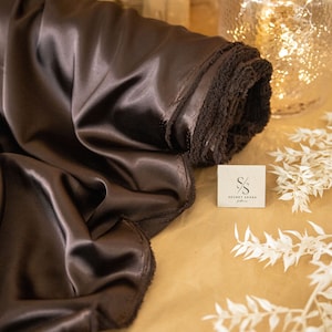 Chocolate Brown Soft Silky Satin Fabric, Charmeuse Fabric 1 Way Stretch DIY for Women’s Slips, Crafts, Ties, Handkerchiefs | Iconic