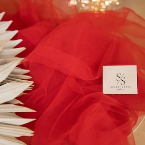 Red Matte Soft Tulle Fabric by the Yard, Bulk Nylon Tulle Mesh, Airy Stretch Mesh for Sewing, for Backdrop, Dresses, Skirts | &quot;Clouds&quot;
