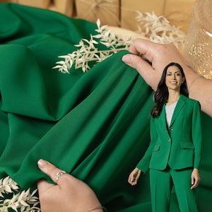 Forest Green Crepe Stretch Fabric for Dresses, Suits, and Home Decor, Heavyweight Twill Material for Tailoring, Drapes, and Cushions | Grace