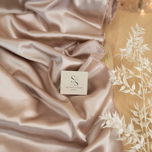 NEW Pale Taupe Soft Silky Satin Charmeuse Fabric 1 Way Stretch, Soft Satin Fabric for Women’s Slips, Craft, Ties, Handkerchiefs DIY | Iconic