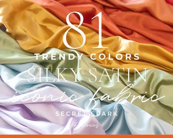 81 Colors Soft Silky Satin Fabric by the Yard with Stretch for Wedding Gowns, Bridesmaid Dresses, Charmeuse, Apparel | Iconic