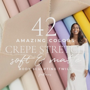 Crepe Stretch Stoff für Braut- & Abendkleider, Matt Elastischer Crepe Stoff Meterware, Body Sculpting Schneidern Spandex Crepe | Anmut