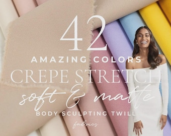 Crêpe stretchstof voor bruids- en avondjurken, mat elastische crêpestof op maat gesneden, bodysculpting kleermakerij spandex crêpe | Genade: