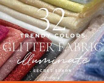 32 colors Glitter Tulle Fabric by the yard, Soft Mesh Glitter Material, Sparkle Shimmer Tulle Fabric for Wedding Dress, Decor | Illuminate