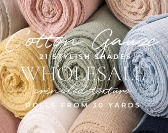 50 OFF Wholesale 100% Cotton Gauze Fabric, Breathable Woven Texture, 120 GSM Soft Cotton Crinkle Muslin Gauze Roll From 25 Yards