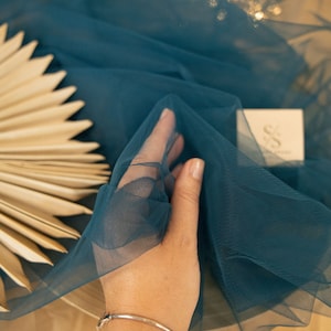 Deep Teal Tulle Fabric by the Yard, Soft and Matte Tulle Net, Teal Tulle Fabric for Dresses, Decor, Skirts | &quot;Clouds&quot;