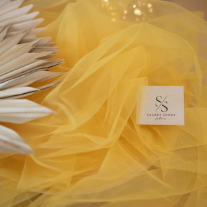Canary Yellow Bridal Net Fabric by the Yard, Stretch Soft Wedding Tulle Mesh, Tulle Fabric for Dresses, Backdrops, Decor | "Clouds"