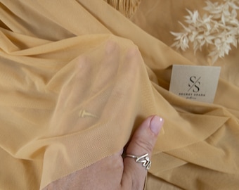 Honey Mirage Power Mesh - 4-Way Stretch Nylon Mesh Fabric, Lightweight Sheer Skin Tone Spandex Mesh Fabric, Corsets & Swimwear Material