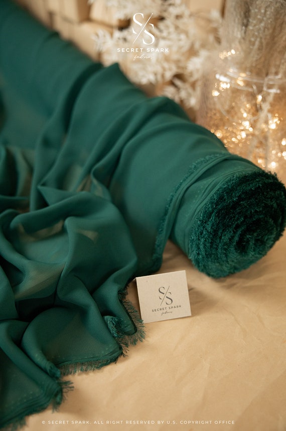 Bottle Green Chiffon, Soft Matte High Quality Chiffon Fabric By the Yard, Airy Chiffon for Skirt, Headbands, Summer dress | Aura