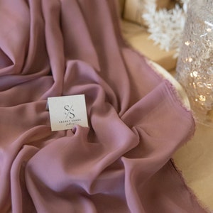 Dark Mauve Soft & Matte Premium Chiffon For Bridal By the Yard, Airy Chiffon Fabric for Bridal Robes, Underwear, Table Cloth Decor | Aura