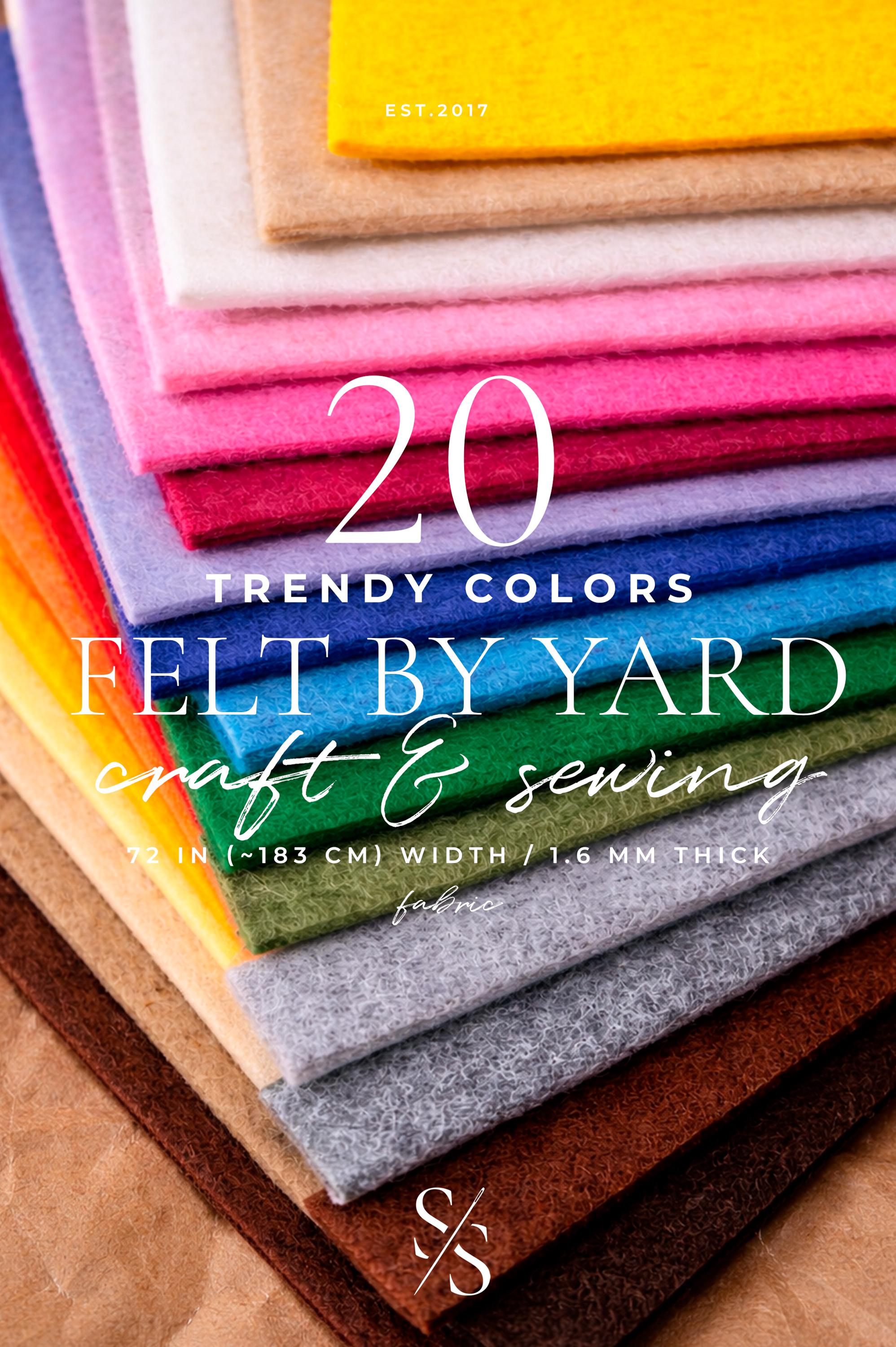 Color Raw Felt NEW! 20 Colors Wide Felt by the Yard, 1.6mm Craft Felt Fabric 72