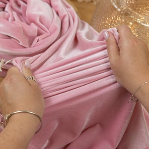 Pink Rose Stretch Velvet Fabric by the Yard – Soft Premium 4-Way Velour for Bridal Dresses, Fairytale Costumes, Crafts and Home Decor | Rich