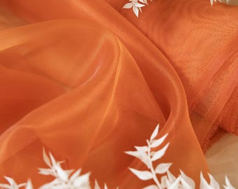 Orange Crystal Organza Material, 59" Wide, Sold by the Yard, Quick Shipping Organza Fabric for Decoration, Gowns and Girls Dresses | Glimmer