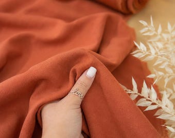 140 GSM Terracotta Clay Linen Rayon Fabric, Lightweight Washed Linen by the Yard for Blouses, Pants, Table Linens, Home Decor | DUNE