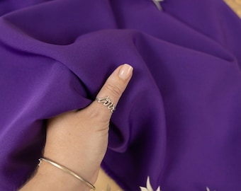Royal Purple Crepe Stretch Fabric for Gowns, Suits, and Home Decor, Heavyweight Twill Material for Draping, Tailoring, and Cushions | Grace