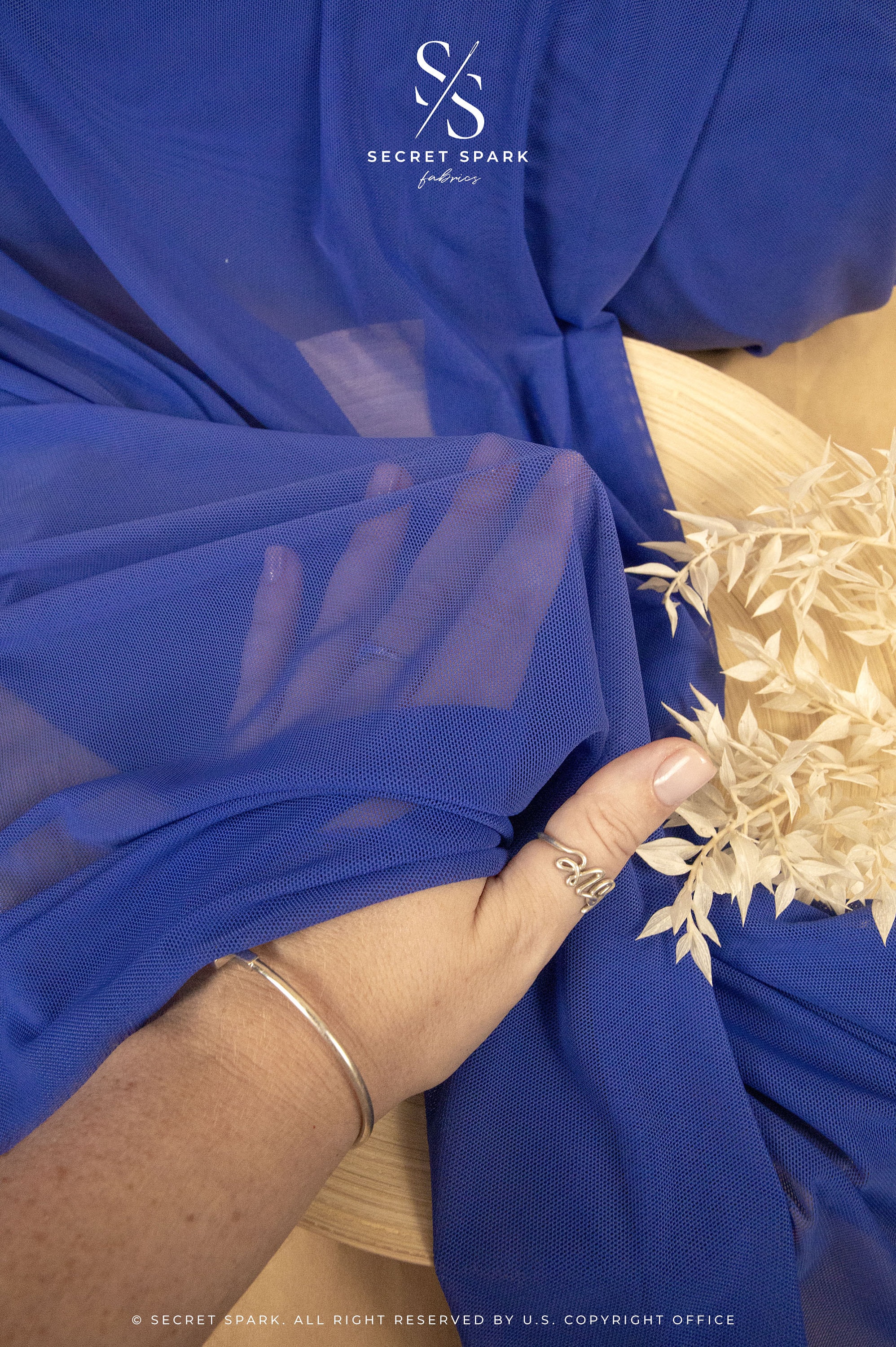 Royal Blue Mirage Power Mesh - Power Mesh Fabric Skin Tones, 4-Way Stretch Nylon Mesh Fabric for Dance or Figure Skating Costume Insets