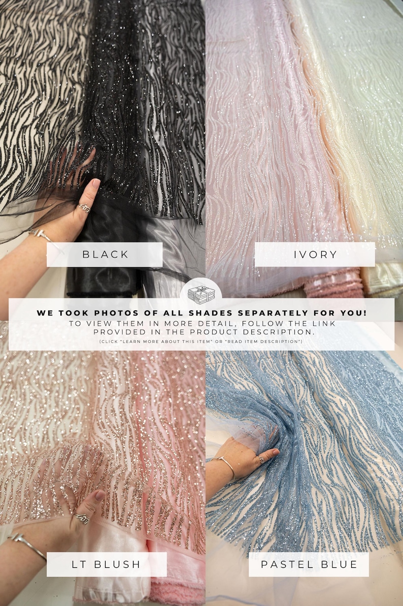 Waves Glitter Mesh Fabric by the Yard – Sparkly Abstract Geometric Wavy ...