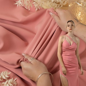 Blush Pink Crepe Stretch Fabric for Blazers, Pants, and Draped Dresses, Soft Tailoring Crepe for Elegant Clothing and Home Decor | Grace